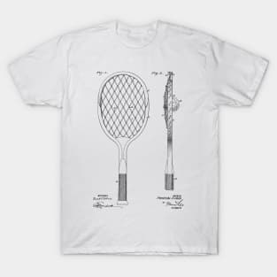 Tennis Racket Vintage Patent Hand Drawing T-Shirt